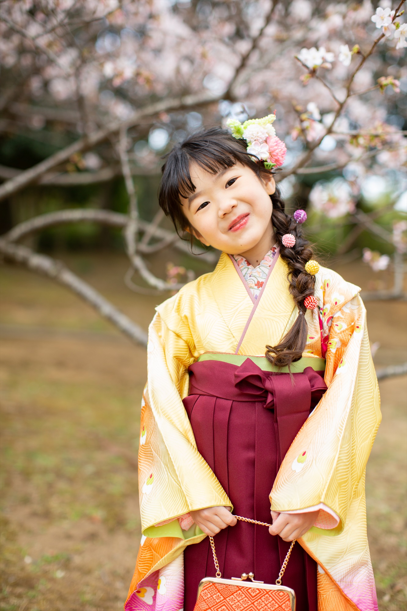 神社と早咲きの桜で卒園を祝う-M12