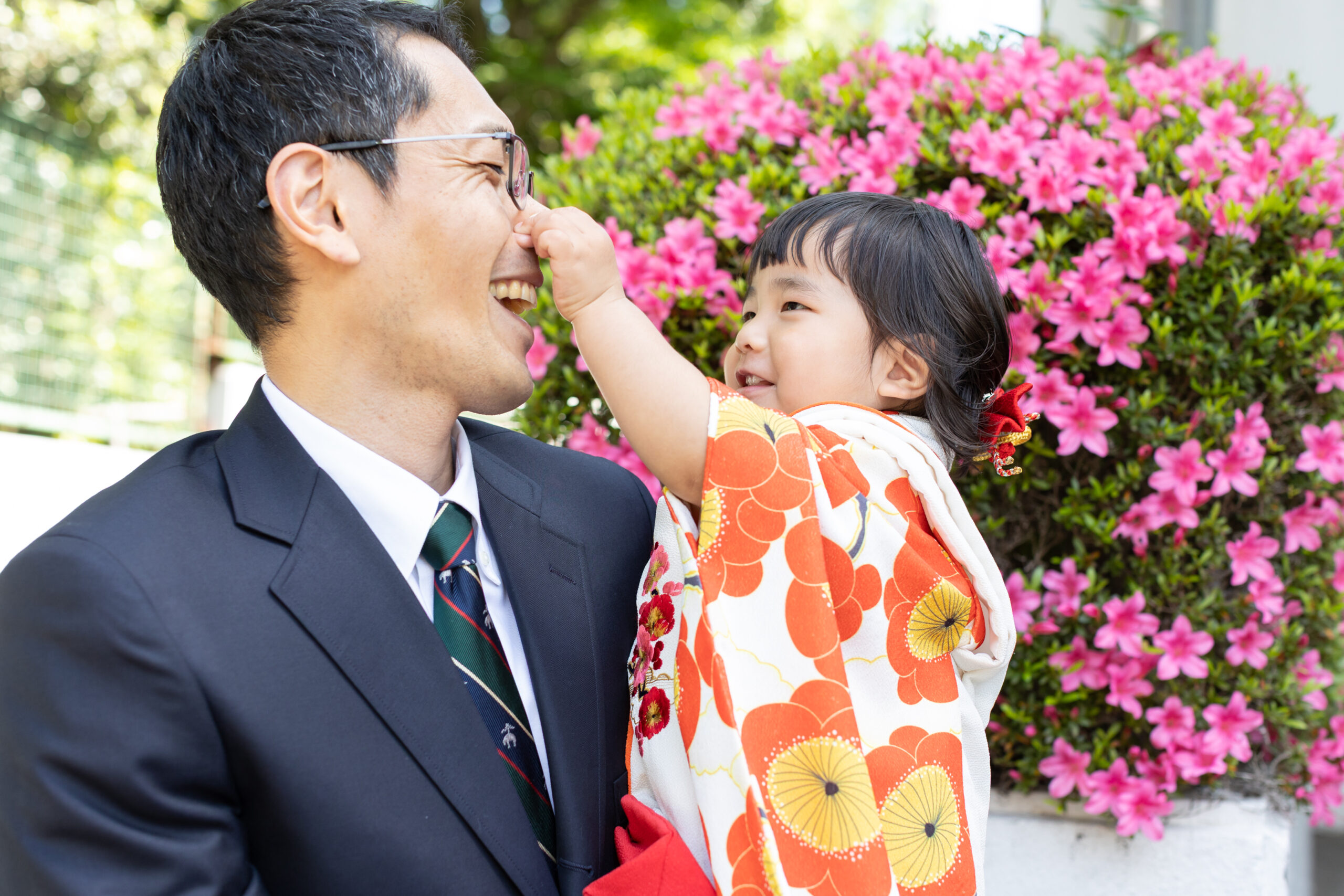 お兄ちゃんも着物を着て、華やかな三兄妹七五三-M8