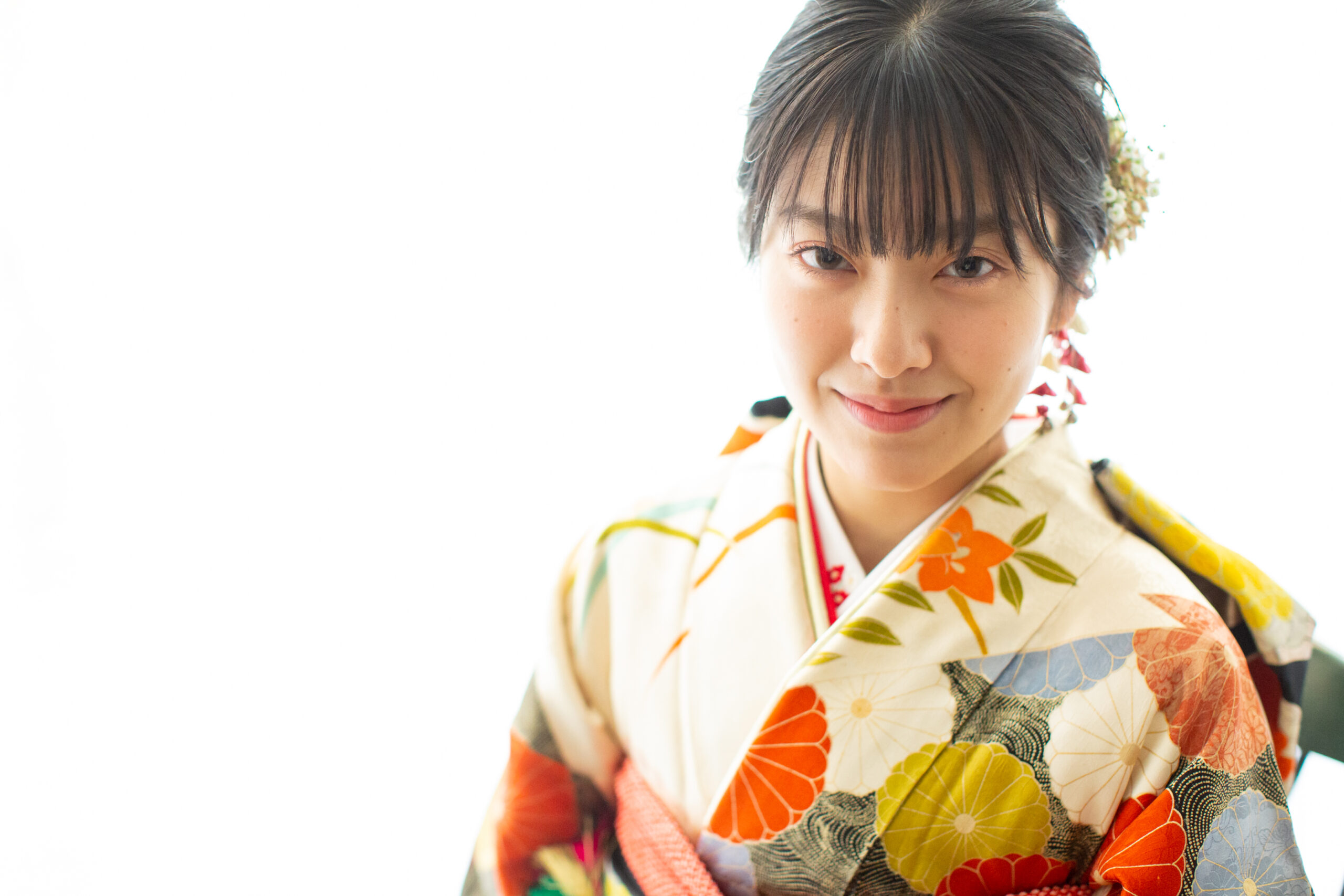 紅葉と冬の光　成人式振袖撮影-M9