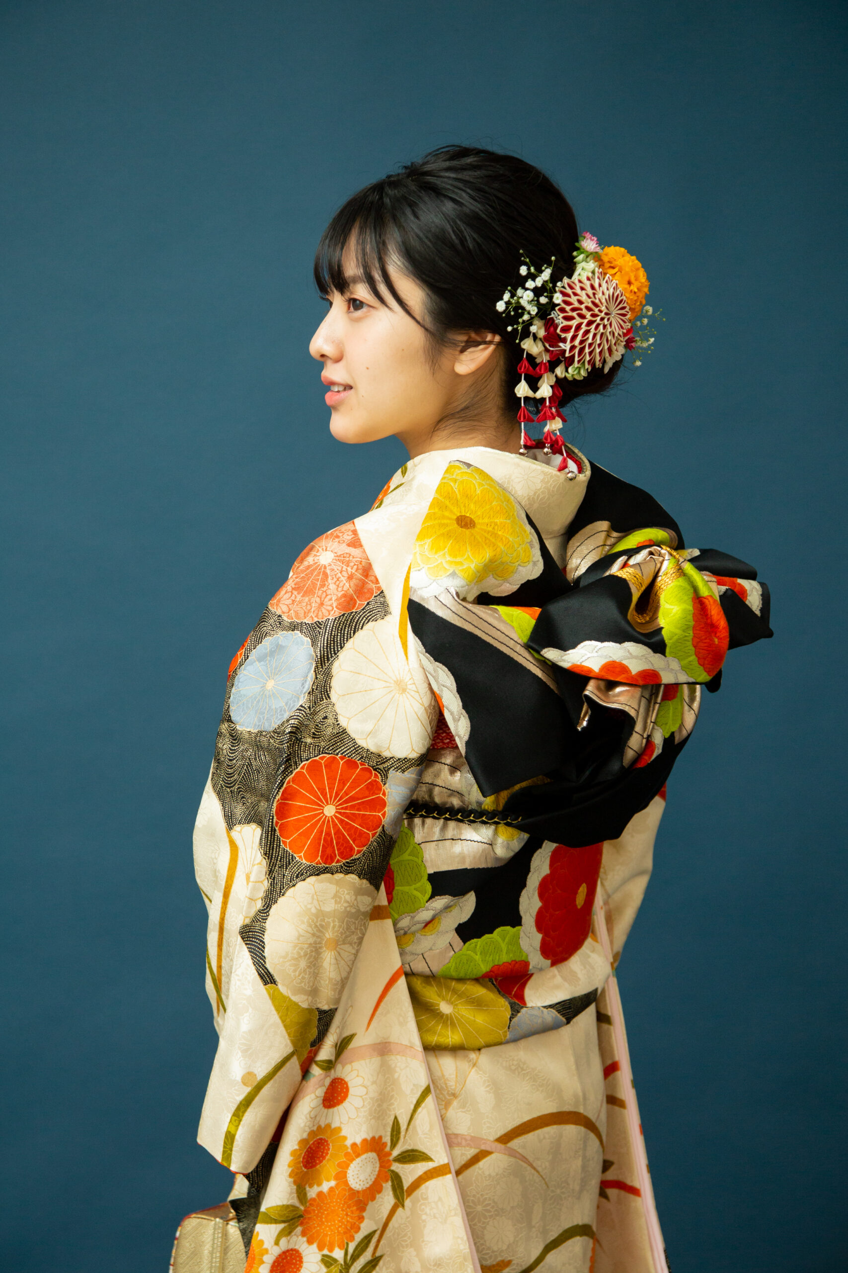 紅葉と冬の光　成人式振袖撮影-M2