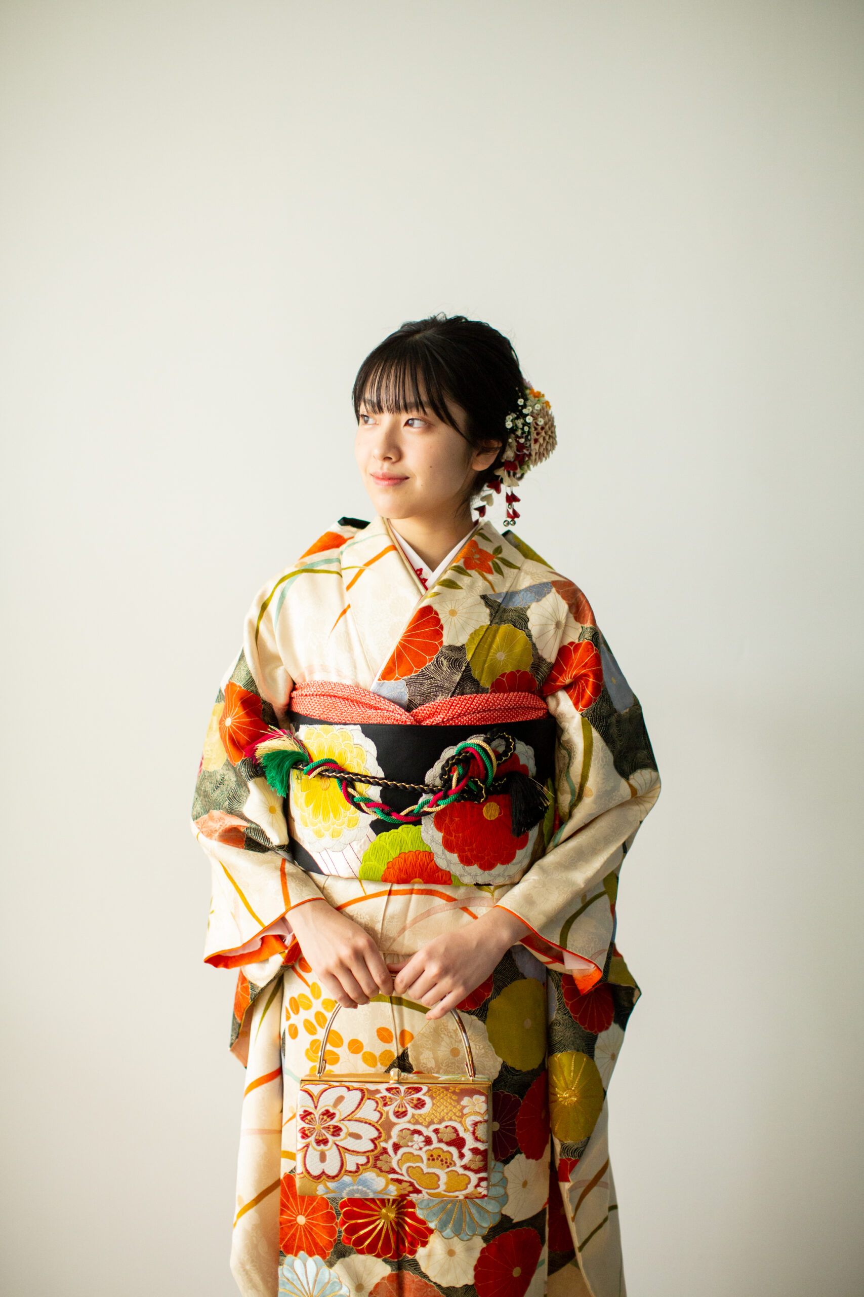 紅葉と冬の光　成人式振袖撮影-M4