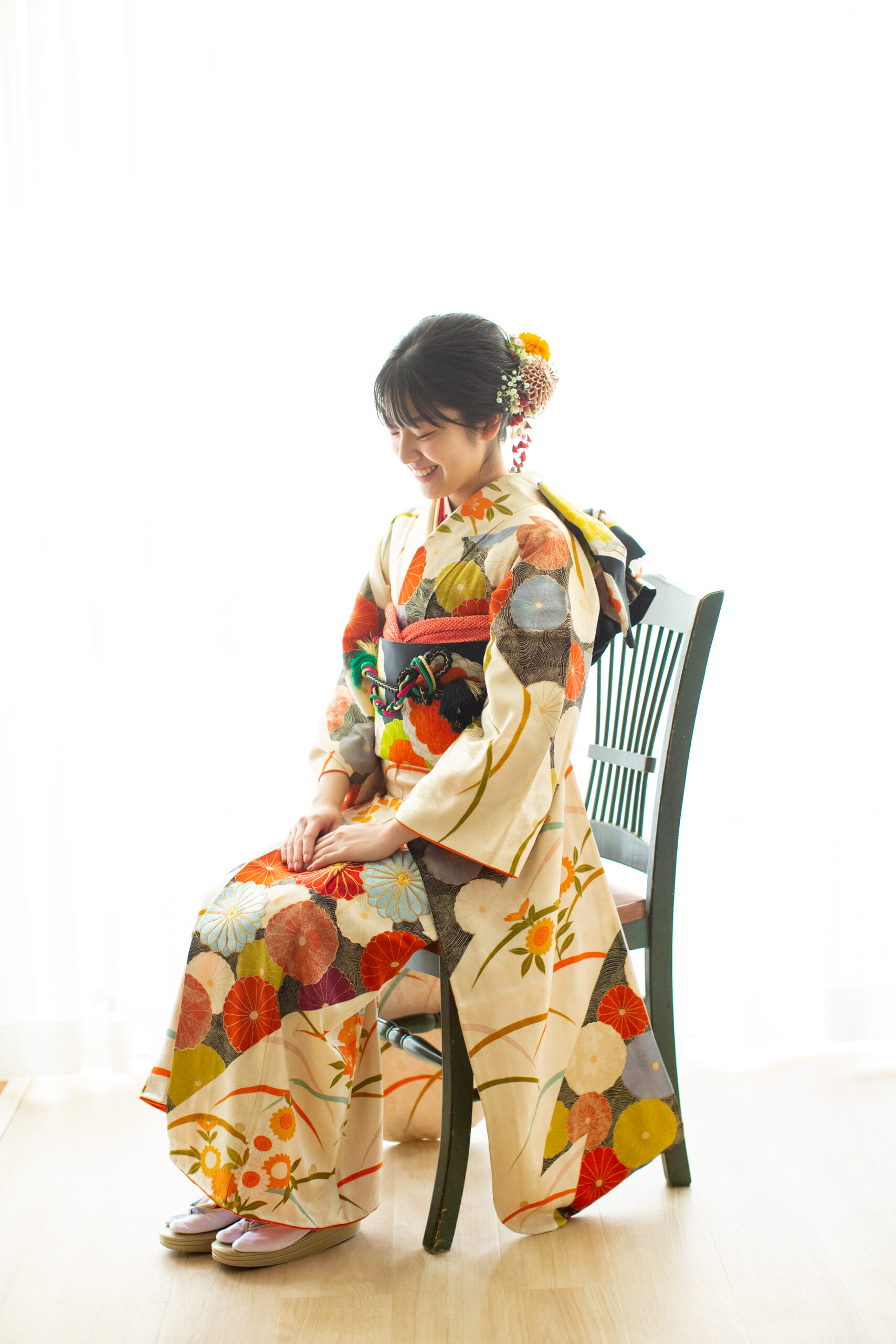 紅葉と冬の光　成人式振袖撮影-M10